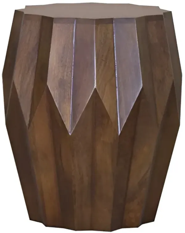 Modern Rustic Drum End Table – Solid Wood Construction