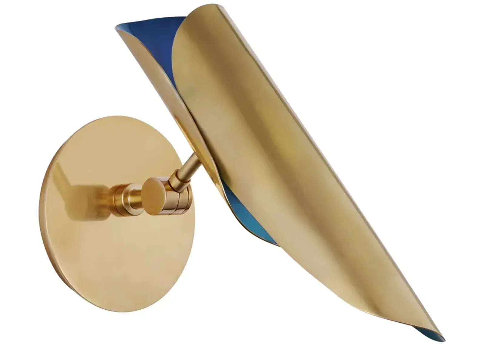 Flore Single Wall Light in Soft Brass and Riviera Blue