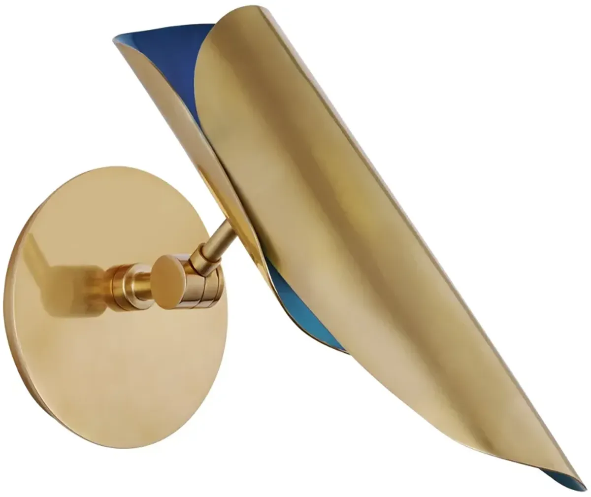 Flore Single Wall Light in Soft Brass and Riviera Blue