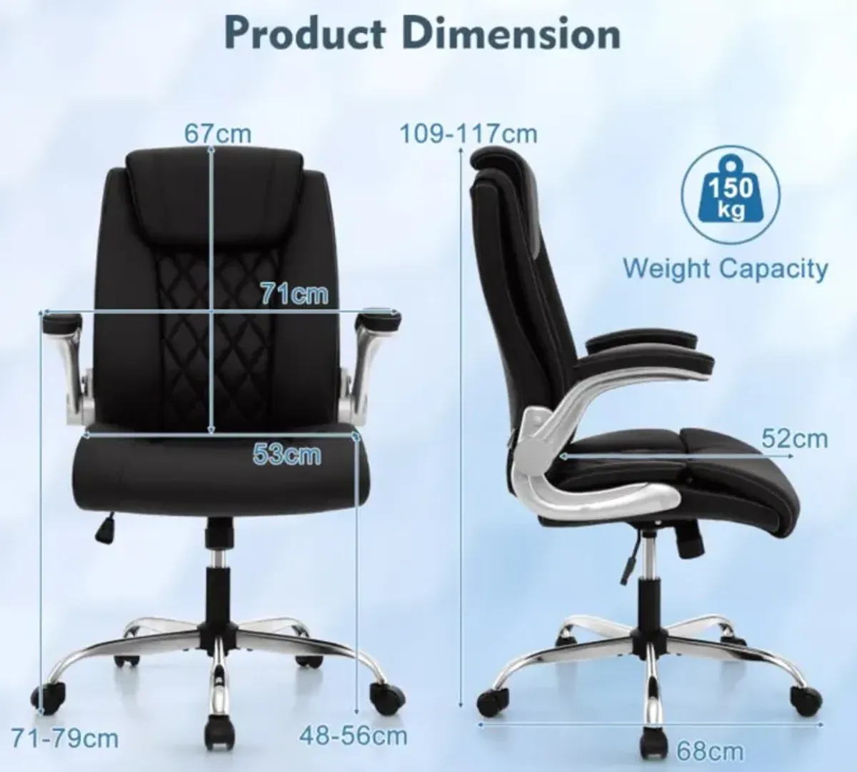 Hivvago Modern Height Adjustable PU Leather Office Chair with Rocking Function