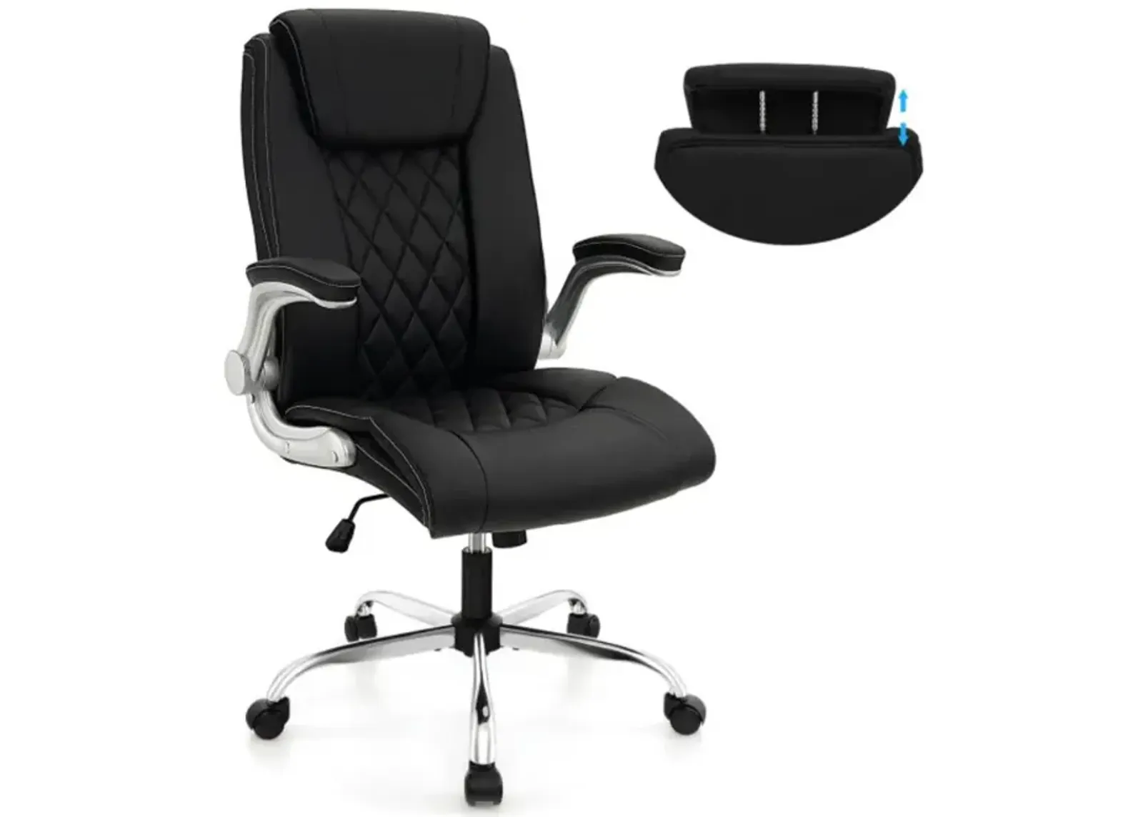 Hivvago Modern Height Adjustable PU Leather Office Chair with Rocking Function