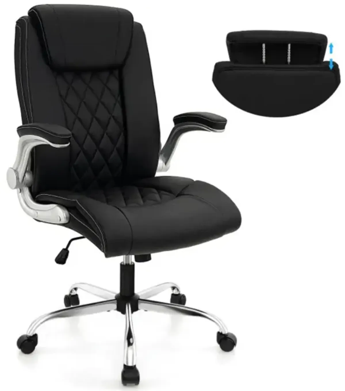 Hivvago Modern Height Adjustable PU Leather Office Chair with Rocking Function