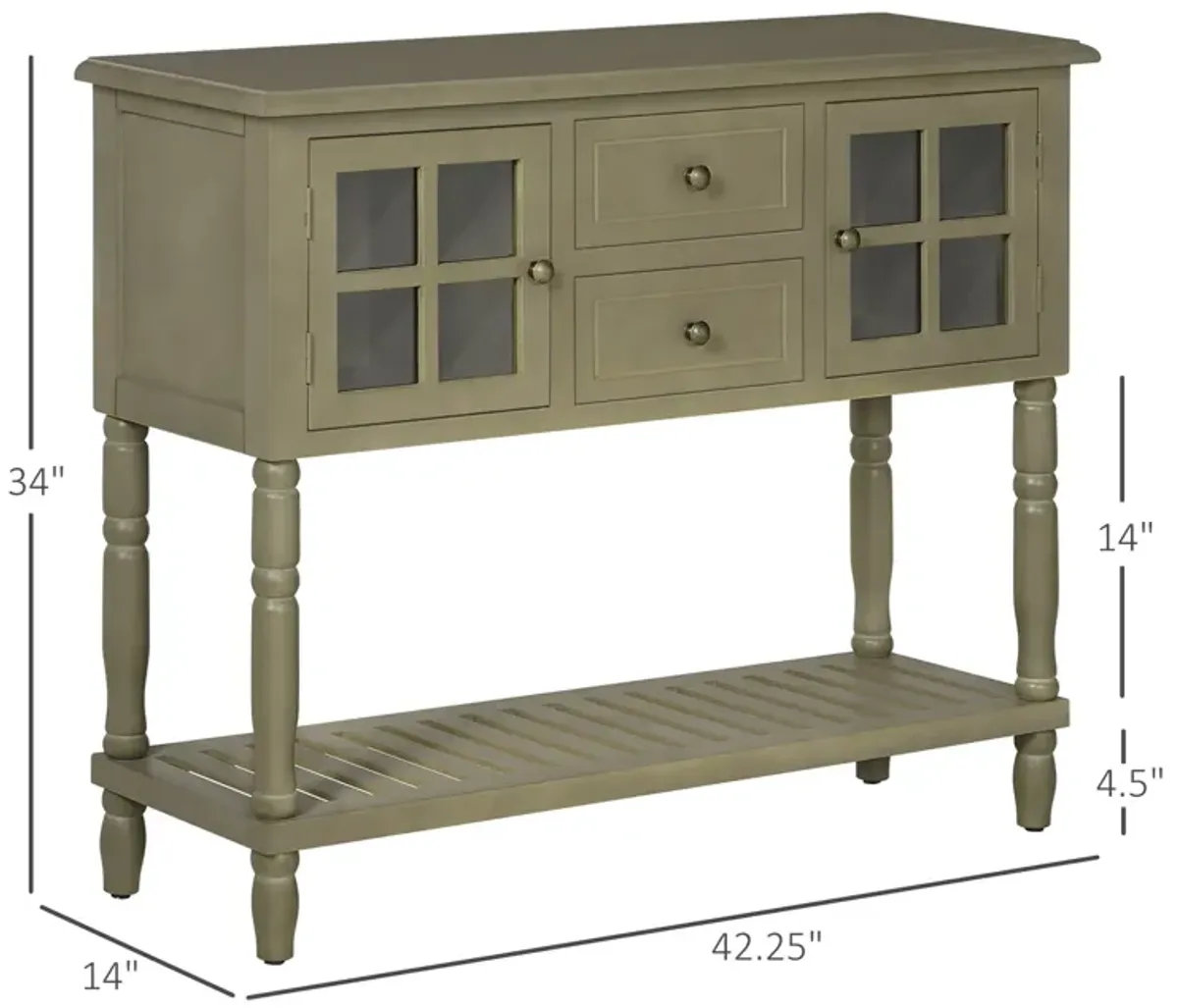 Light Grey Console: Vintage Table with Drawers for Entryway