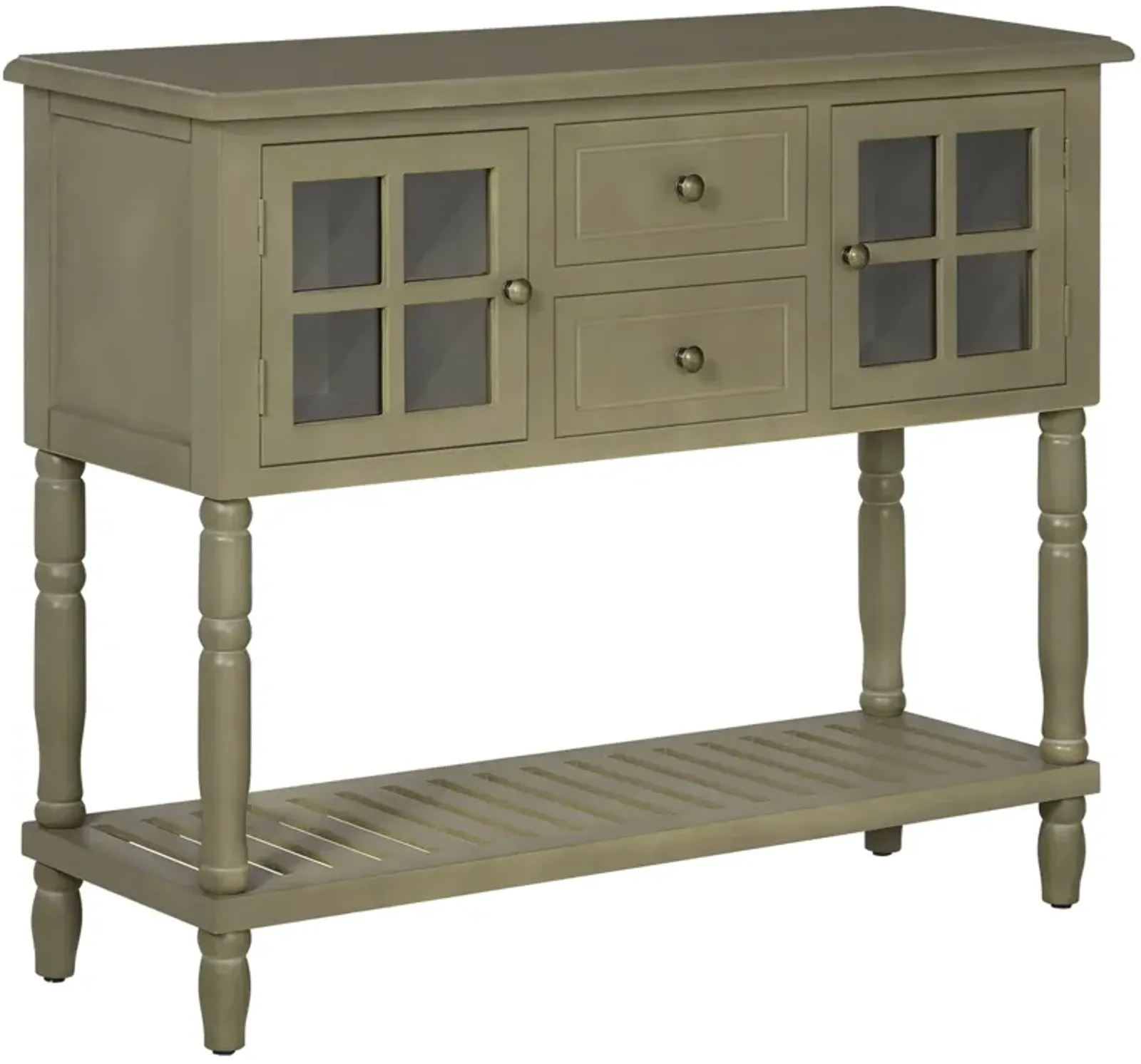 Light Grey Console: Vintage Table with Drawers for Entryway