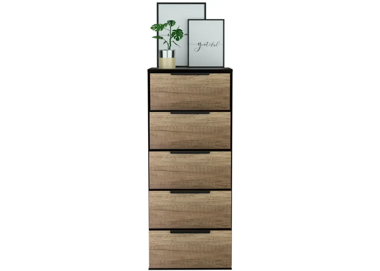 5 Drawers Dresser Maryland, Bedroom, Black / Pine