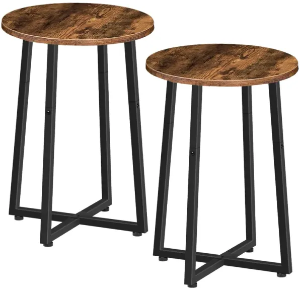 HOOBRO Round Side Tables Set of 2, Round End Accent Tables with Sturdy X-Shaped Metal Frame, 15.7"" Round Nightstands, for Livin