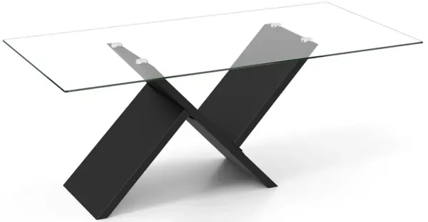 Modern Rectangle Glass Coffee Table Stylish Center Table with Tempered Glass Top