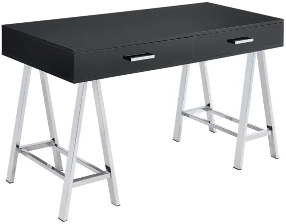 Coleen Desk, Black High Gloss & Chrome 92227