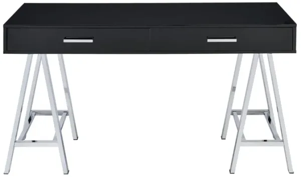Coleen Desk, Black High Gloss & Chrome 92227