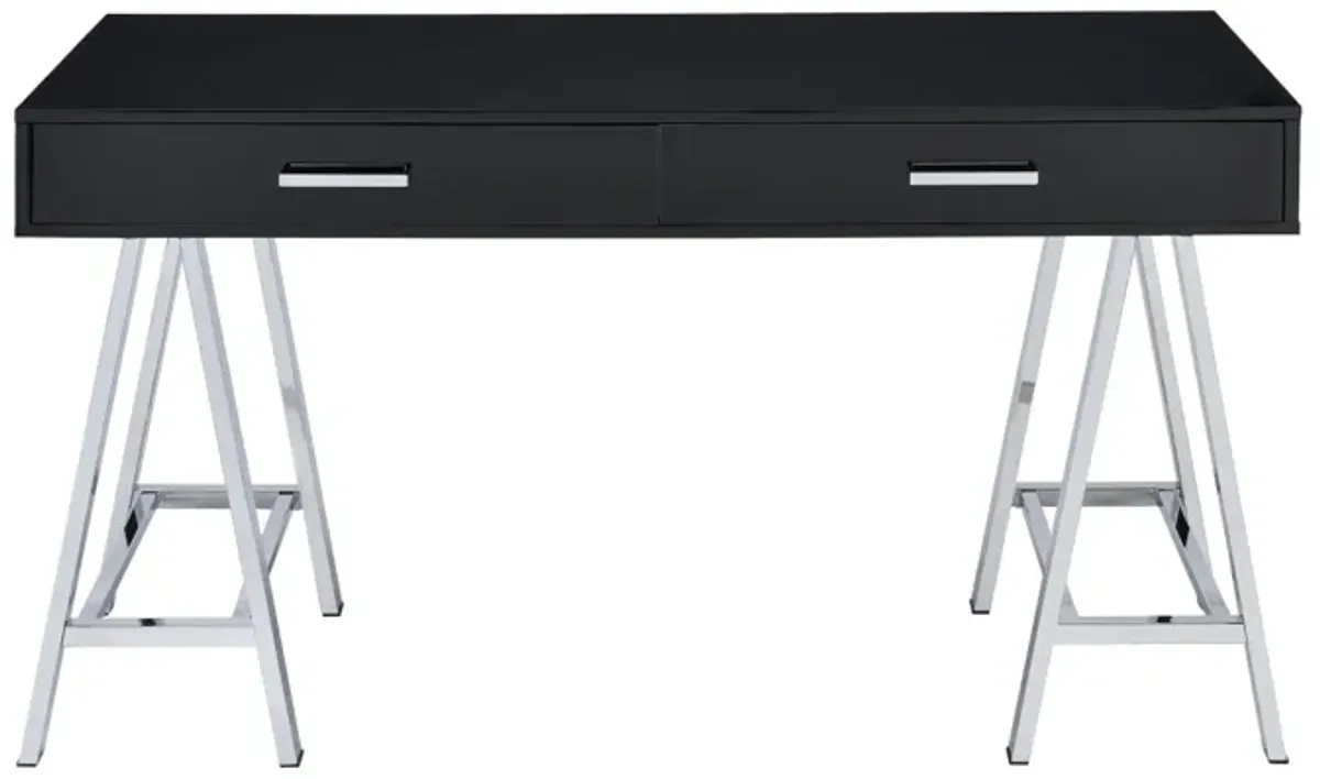 Coleen Desk, Black High Gloss & Chrome 92227