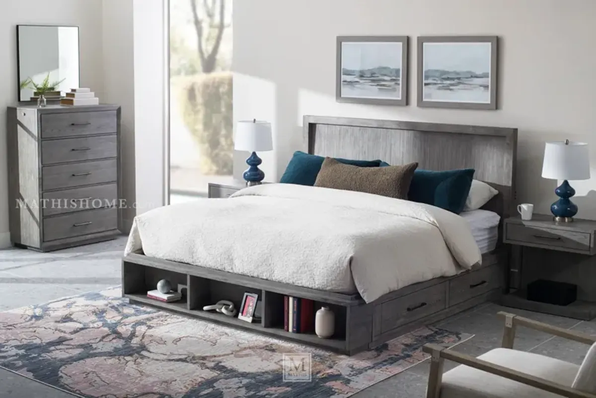 Platinum Bookcase Storage King Bed