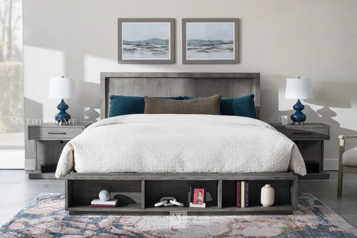 Platinum Bookcase Storage King Bed