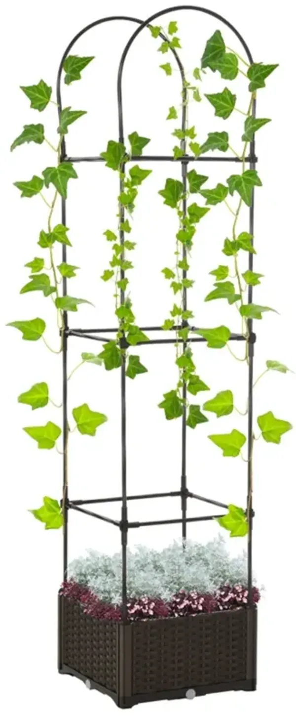 Wooden Planter with Trellis for Garden and Patio Decor