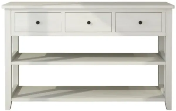 Entryway Console Table with Wood Frame, 3 Drawers, and 2 Open Shelves for Storage