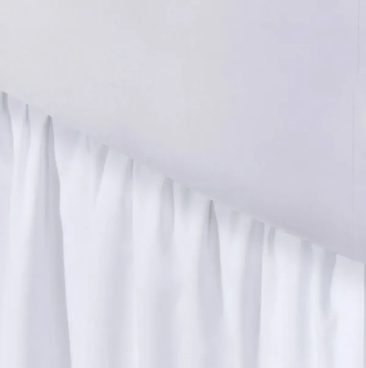 Mora Twin Bed Skirt, Polyester Platform, Split Corners, Ruffle Edge, White  - Benzara