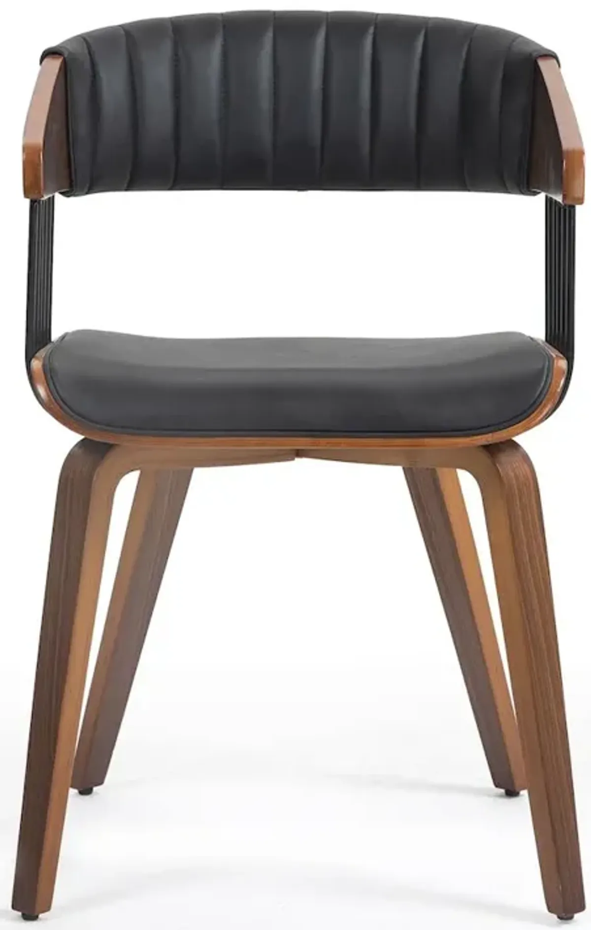 Glamour Home Beaumont Black Faux Leather Dining Chair with Walnut Wood Frame and Legs