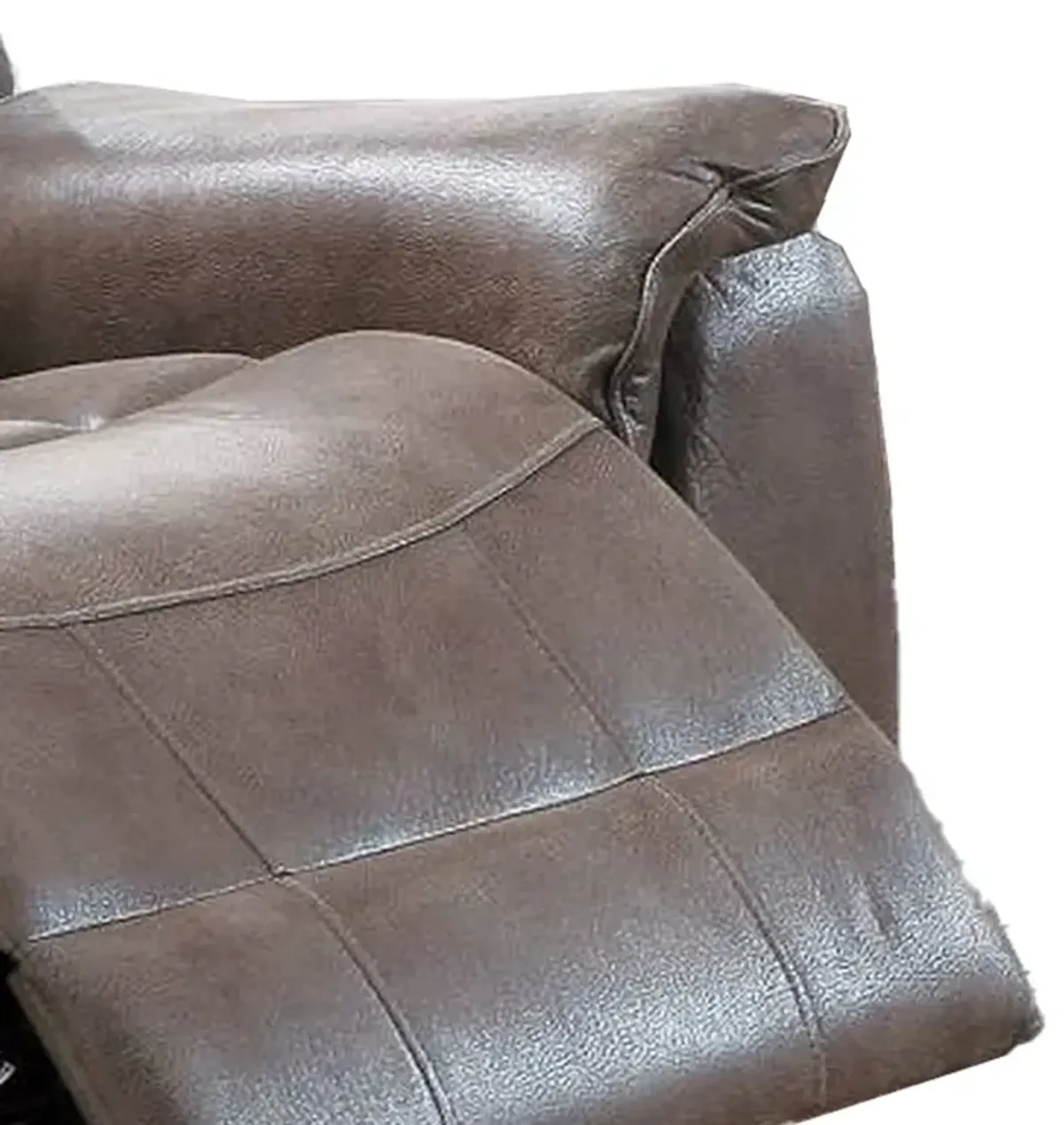 Fabric Manual Recliner Chair with Pillow Top Arms, Brown-Benzara