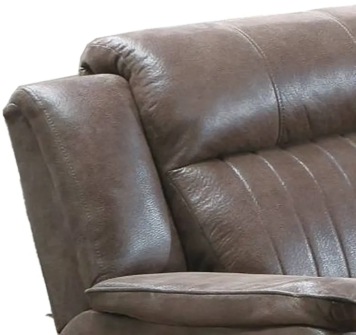 Fabric Manual Recliner Chair with Pillow Top Arms, Brown-Benzara