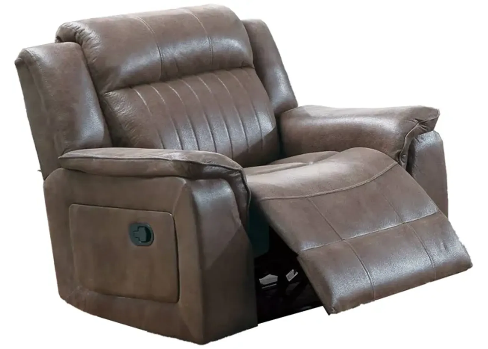 Fabric Manual Recliner Chair with Pillow Top Arms, Brown-Benzara