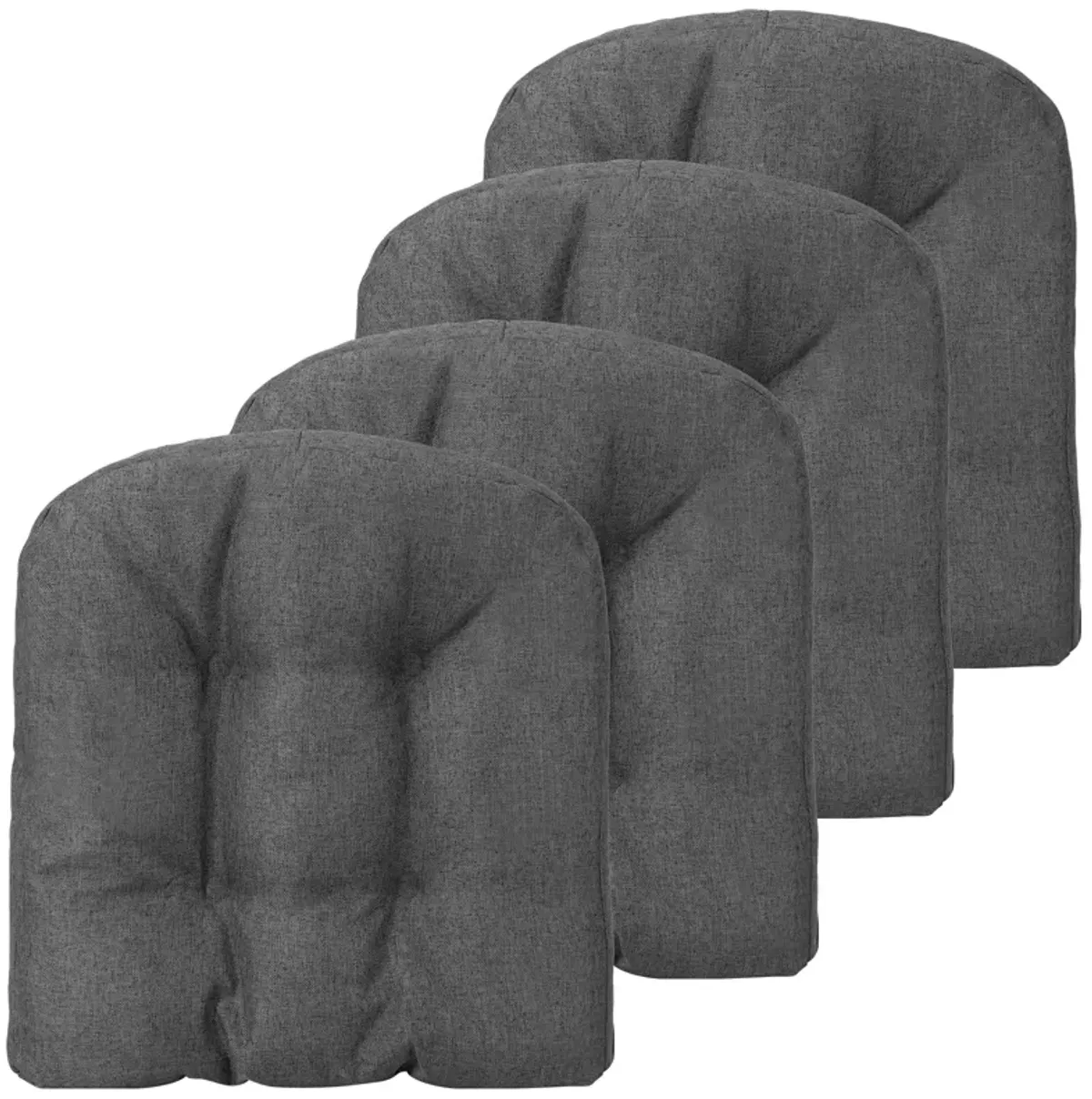 4 Pack 17.5 x 17 Inch U-Shaped Chair Pads with Polyester Cover-Grey