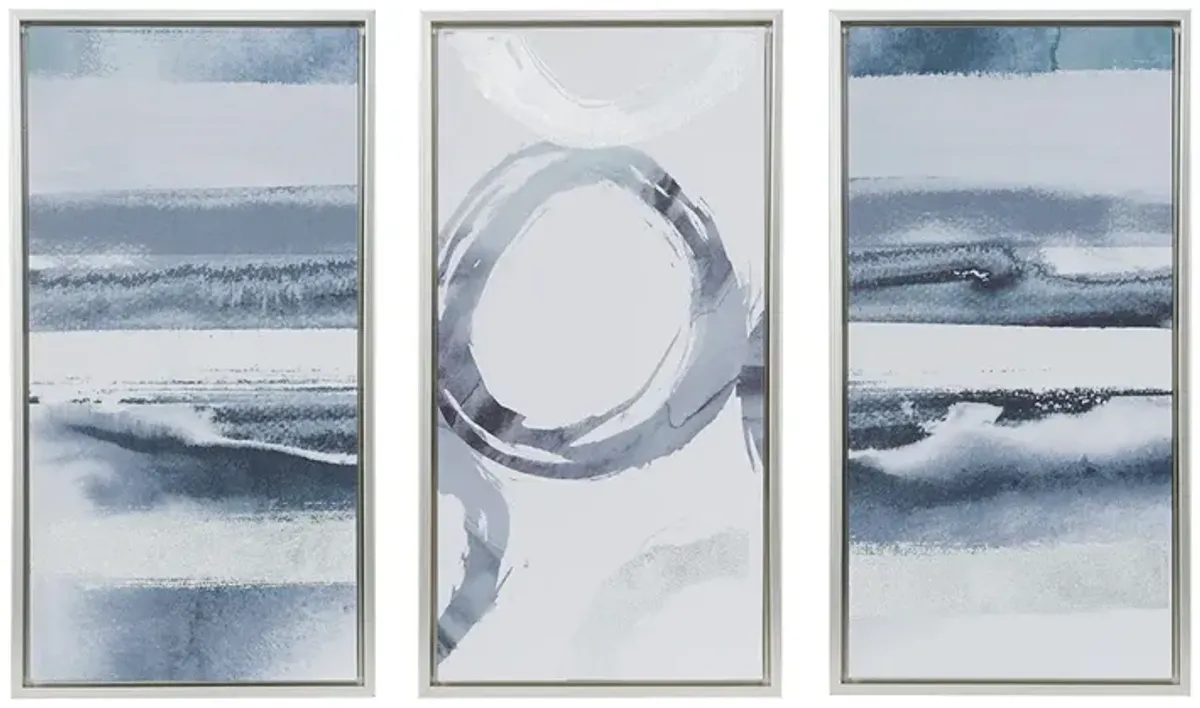 Gracie Mills Mills 3-Piece Silver Foil Abstract Framed Wall Art Set
