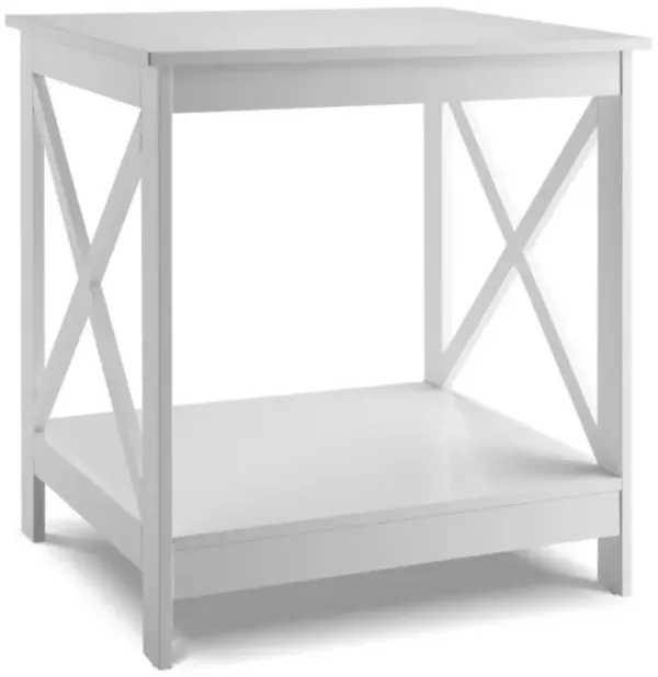 Hivvago 2-Tier Side Table with X-shape Design and 4 Solid Legs