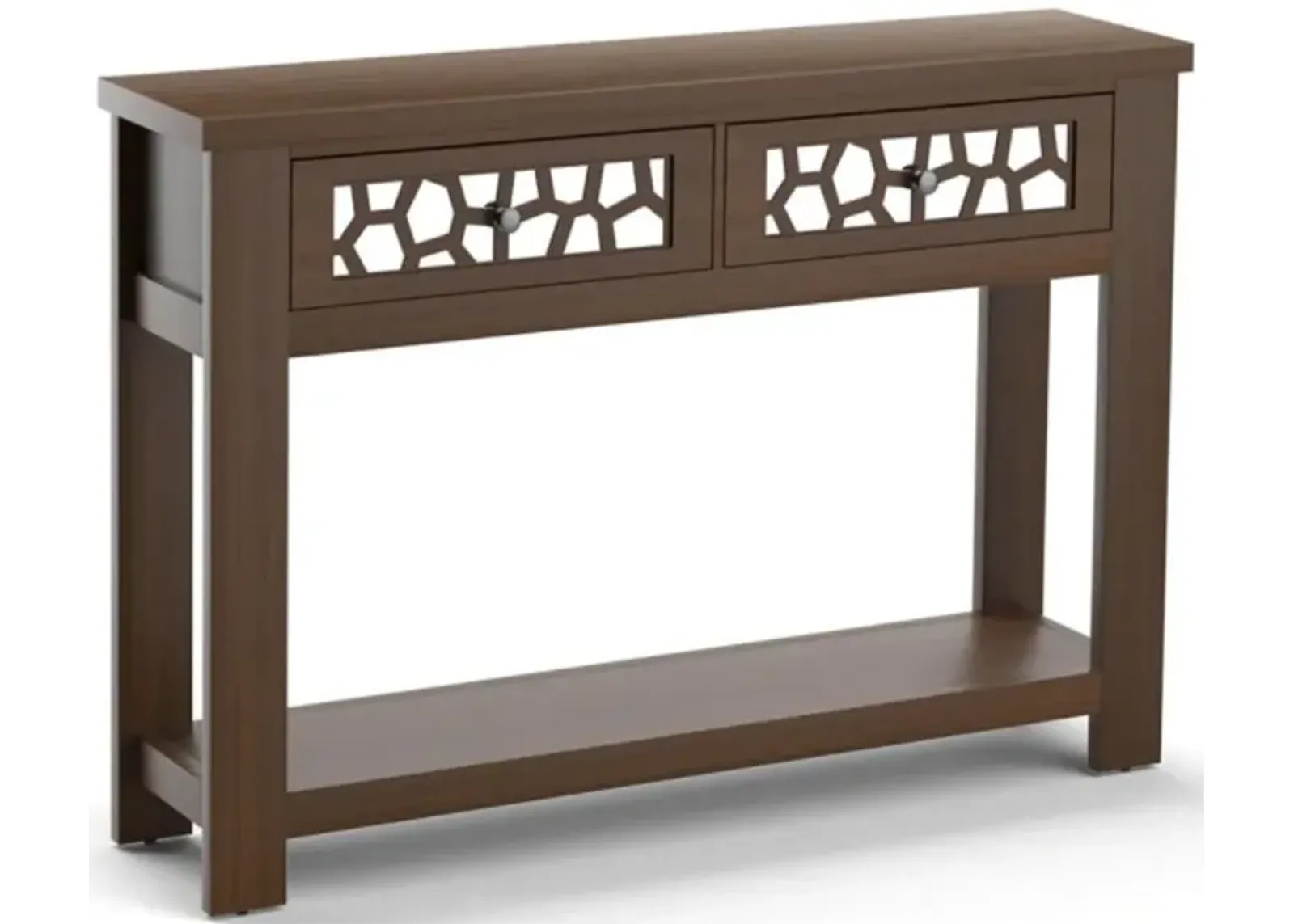 Hivvago 2-Tier Console Table with Drawers and Open Storage Shelf