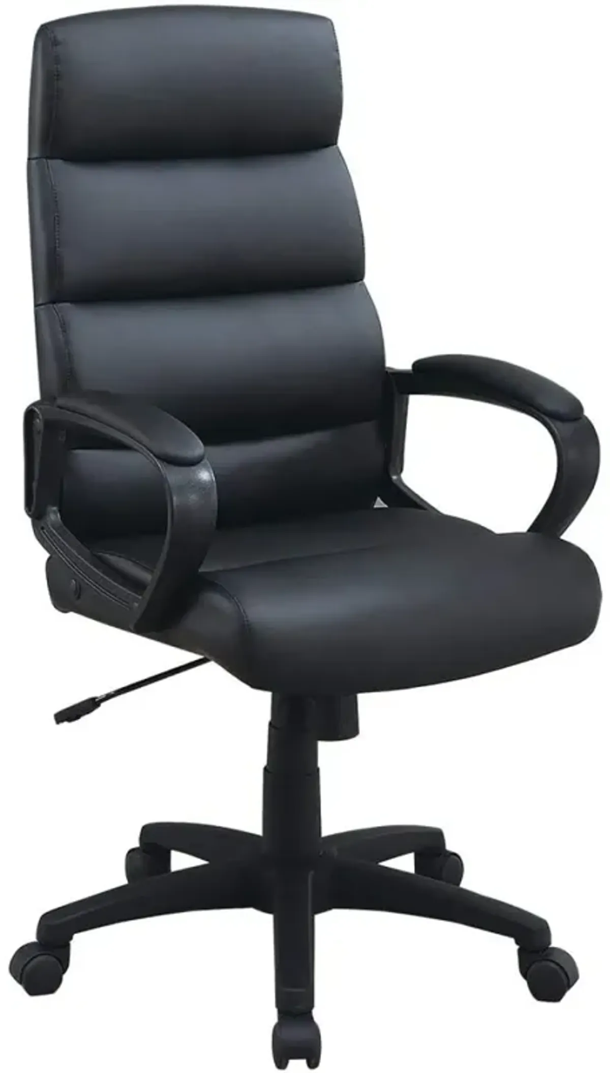 Black Faux Leather Cushioned Upholstered 1 Piece Office Chair Adjustable Height Desk Chair Relax