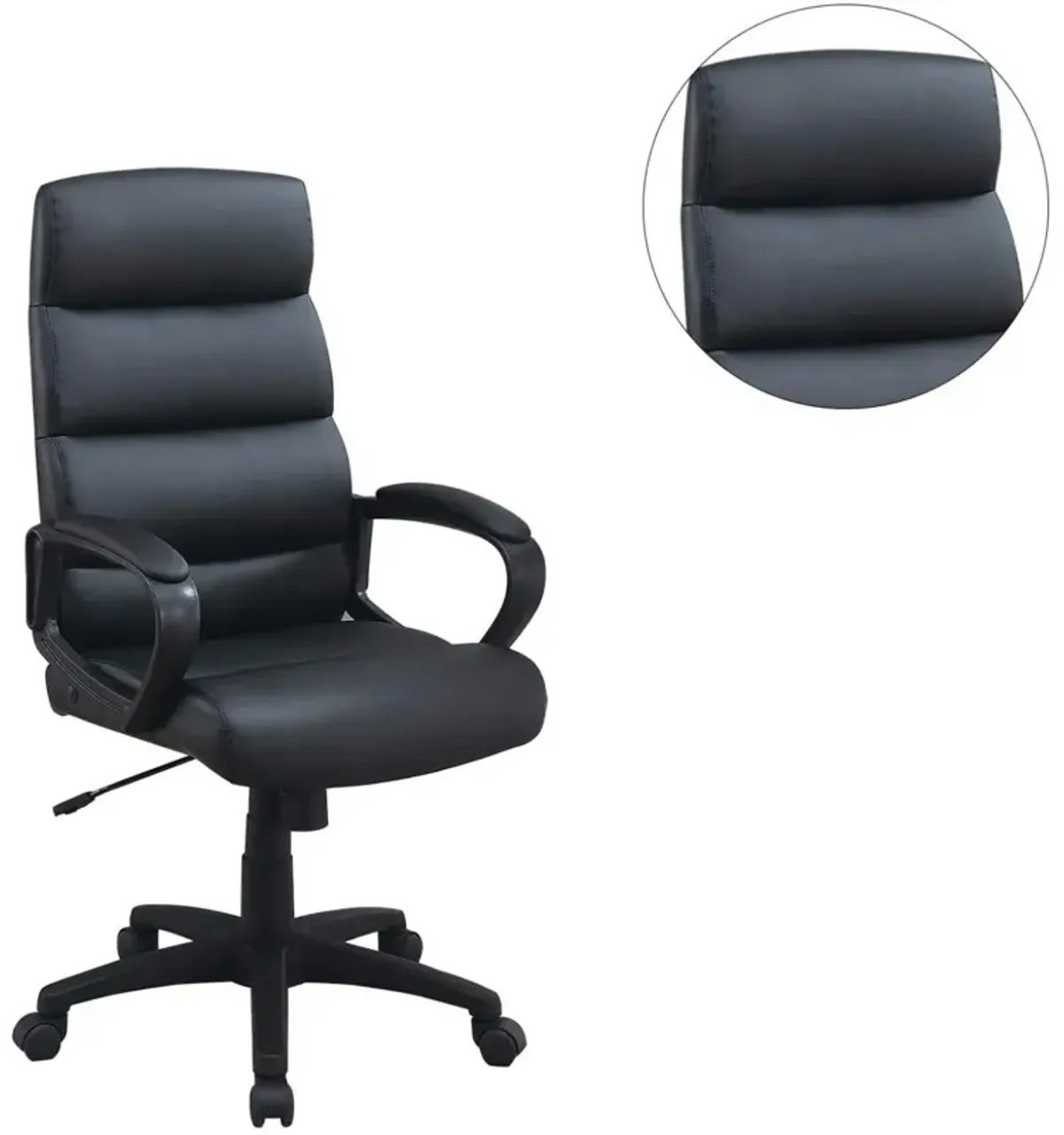 Black Faux Leather Cushioned Upholstered 1 Piece Office Chair Adjustable Height Desk Chair Relax