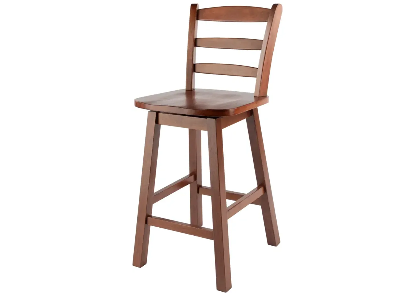 38.5" Walnut Brown Ladder Back Counter Stool with Swivel Seat