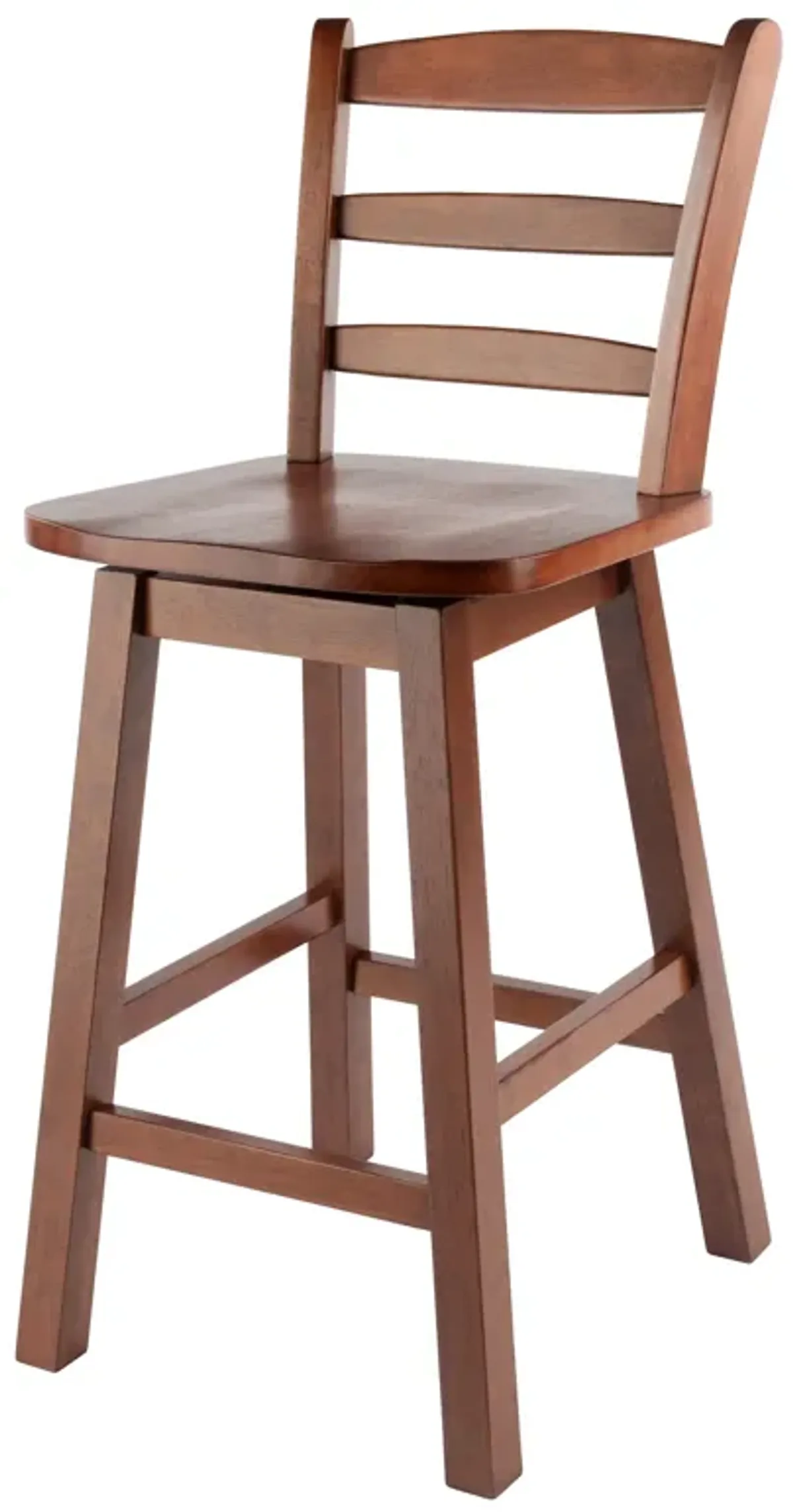 38.5" Walnut Brown Ladder Back Counter Stool with Swivel Seat