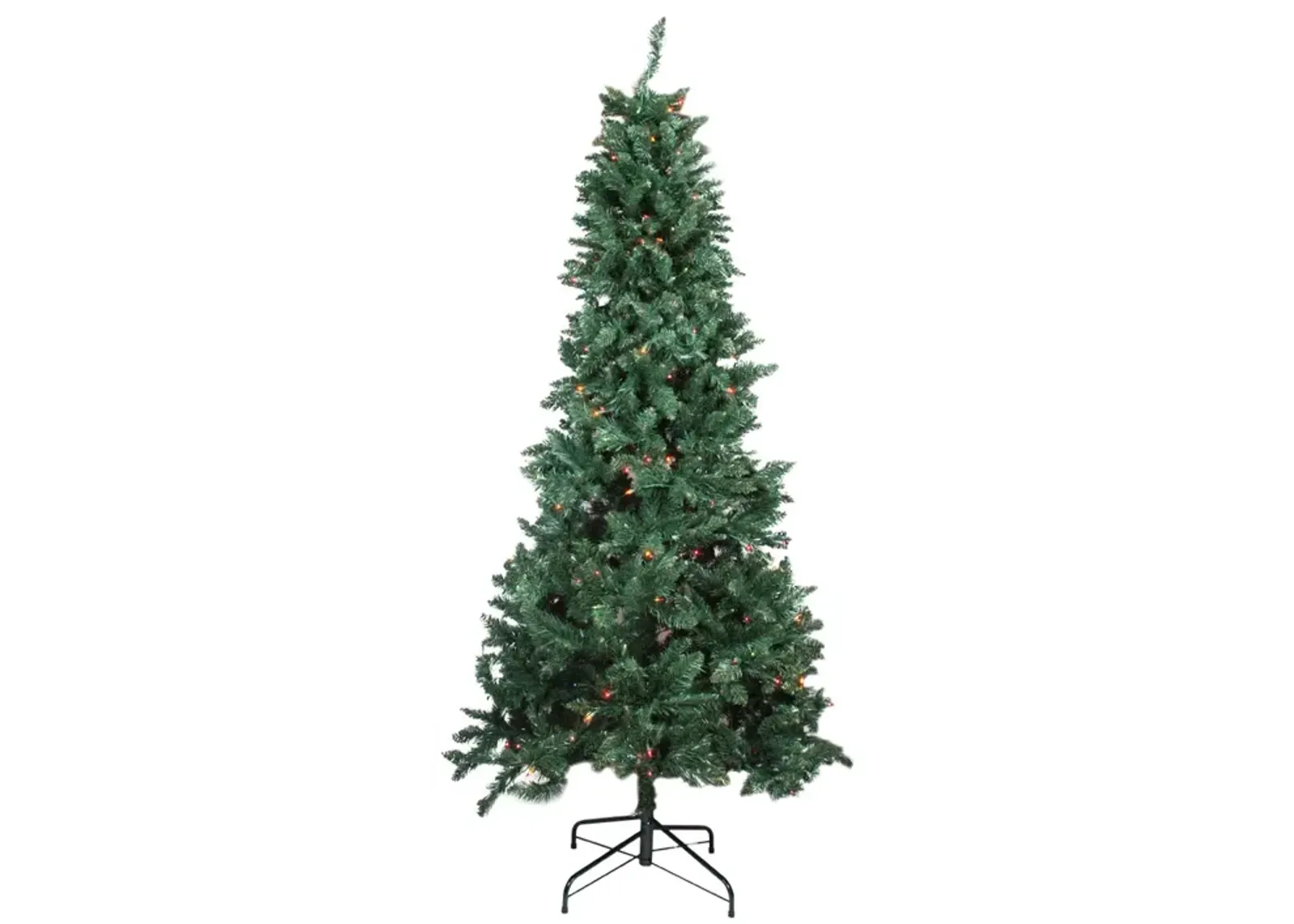 9' Pre-Lit Green Slim Pine Artificial Christmas Tree - Multicolor Lights