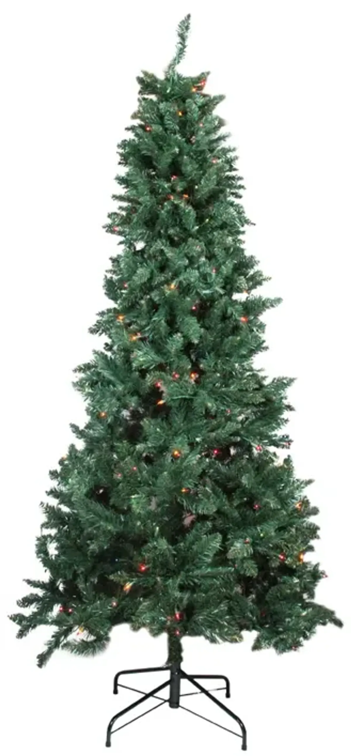 9' Pre-Lit Green Slim Pine Artificial Christmas Tree - Multicolor Lights