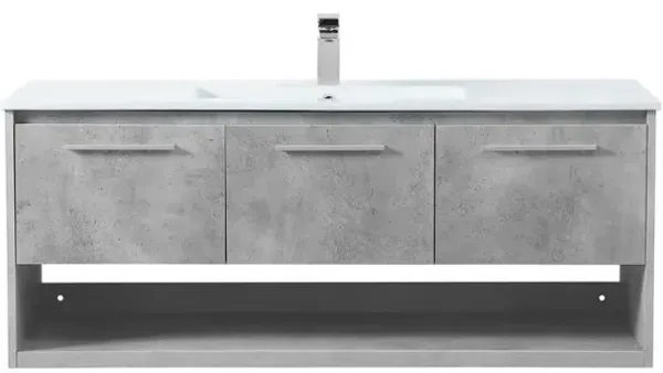 Elegant Kitchen and Bath 48 inch  Single Bathroom Floating Vanity in Concrete Grey