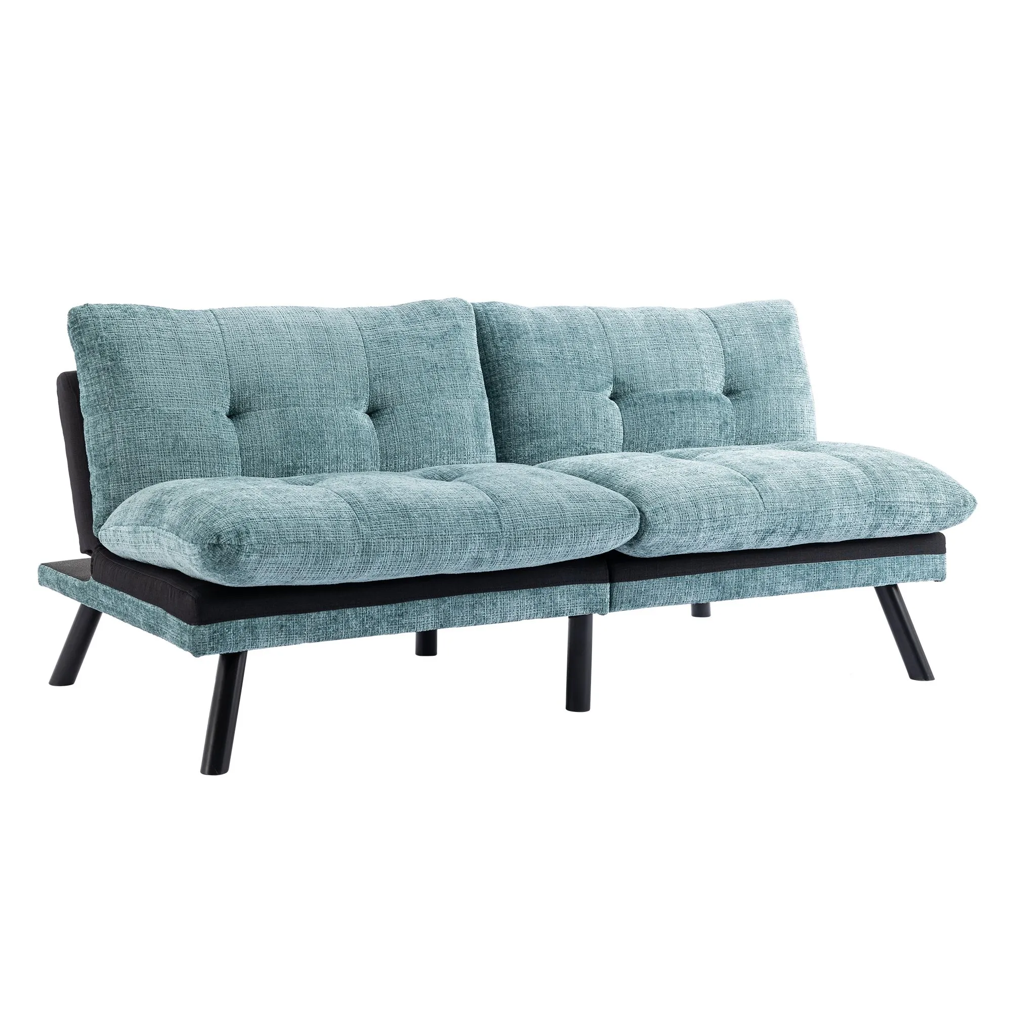 Convertible Sofa Bed Loveseat Futon - Adjustable Lounge Couch with Metal Legs