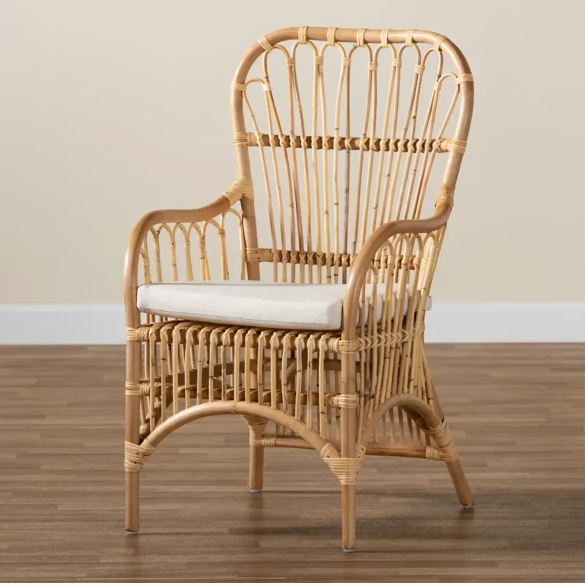 Baxton Studio Aya Modern and Contemporary Natural Finished Rattan Armchair
