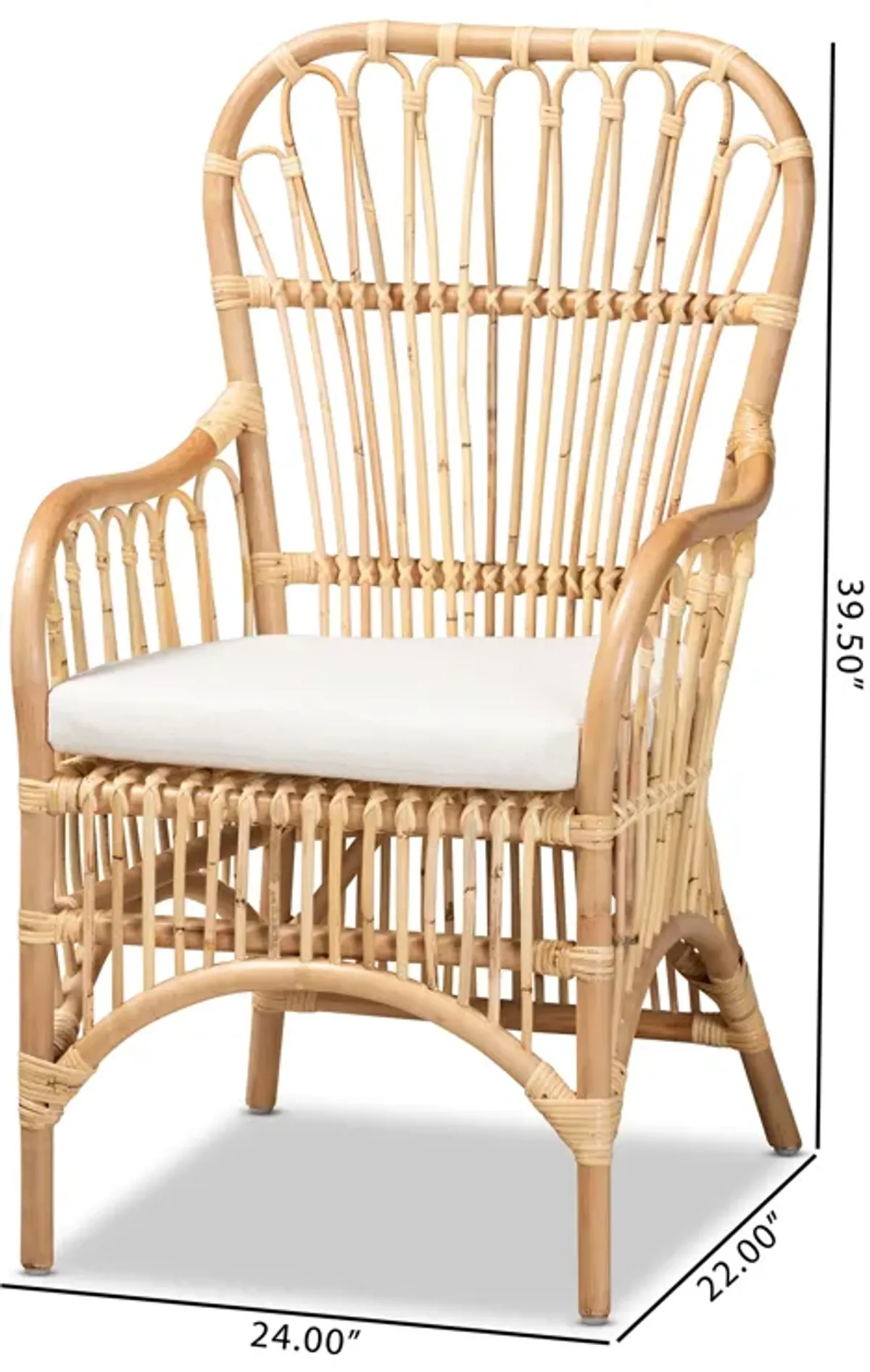 Baxton Studio Aya Modern and Contemporary Natural Finished Rattan Armchair