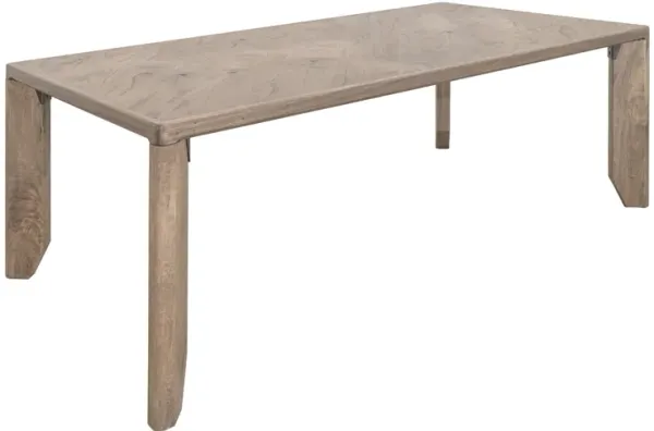 Rima Rectangular Dining Table, Natural Teak Brown, Mango Wood 79 Inch - Benzara