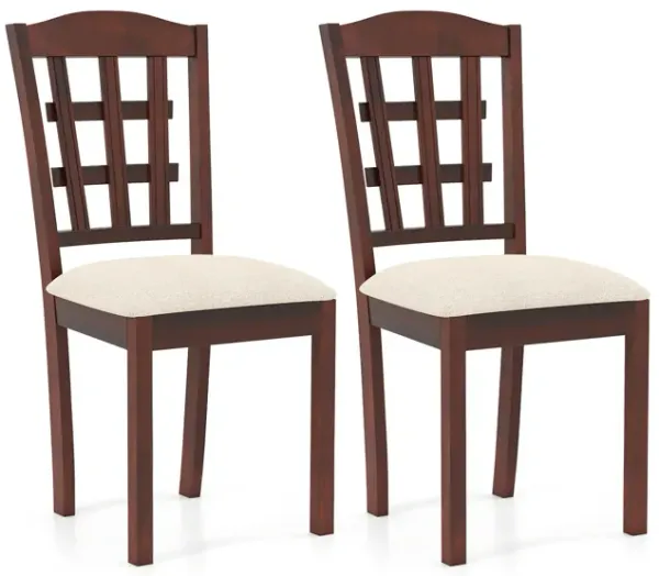 Set of 2 Wooden Kitchen Chairs with Faux Leather Seats for Dining Room or Breakfast Nook