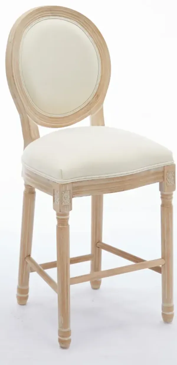 Streamdale Solid Wood Bar stools Set of 2, Classic French Country Wooden Barstools with Upholstered Seating