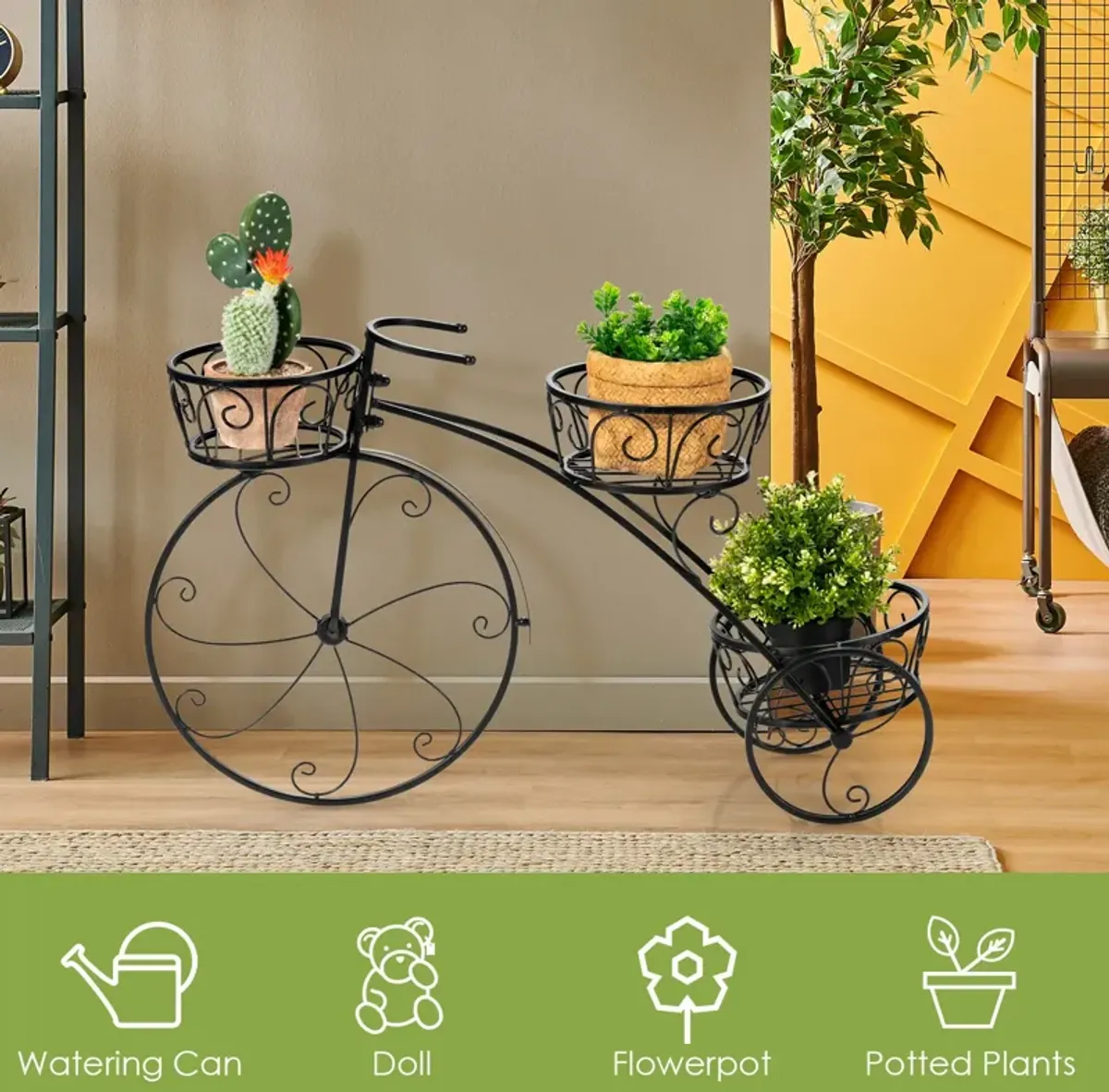 Tricycle Plant Stand Flower Pot Cart Holder in Parisian Style