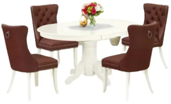 5 Piece Dining Room Furniture Set Consists of an Oval Dining Table