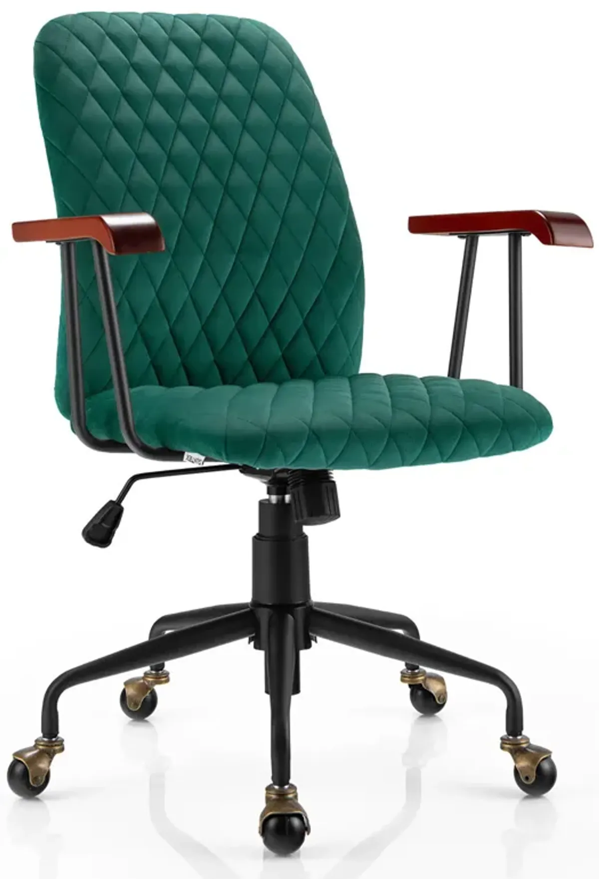 Velvet Home Office Chair with Wooden Armrest