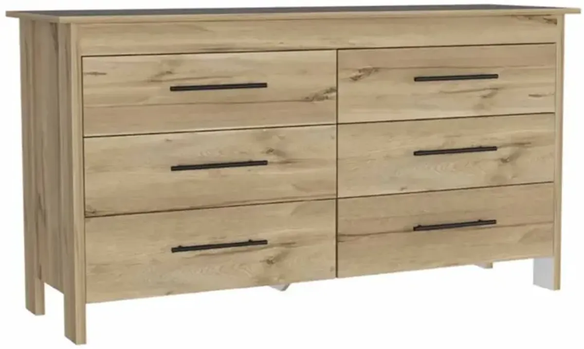 Southington 6-Drawer Rectangle Dresser Light Oak And White