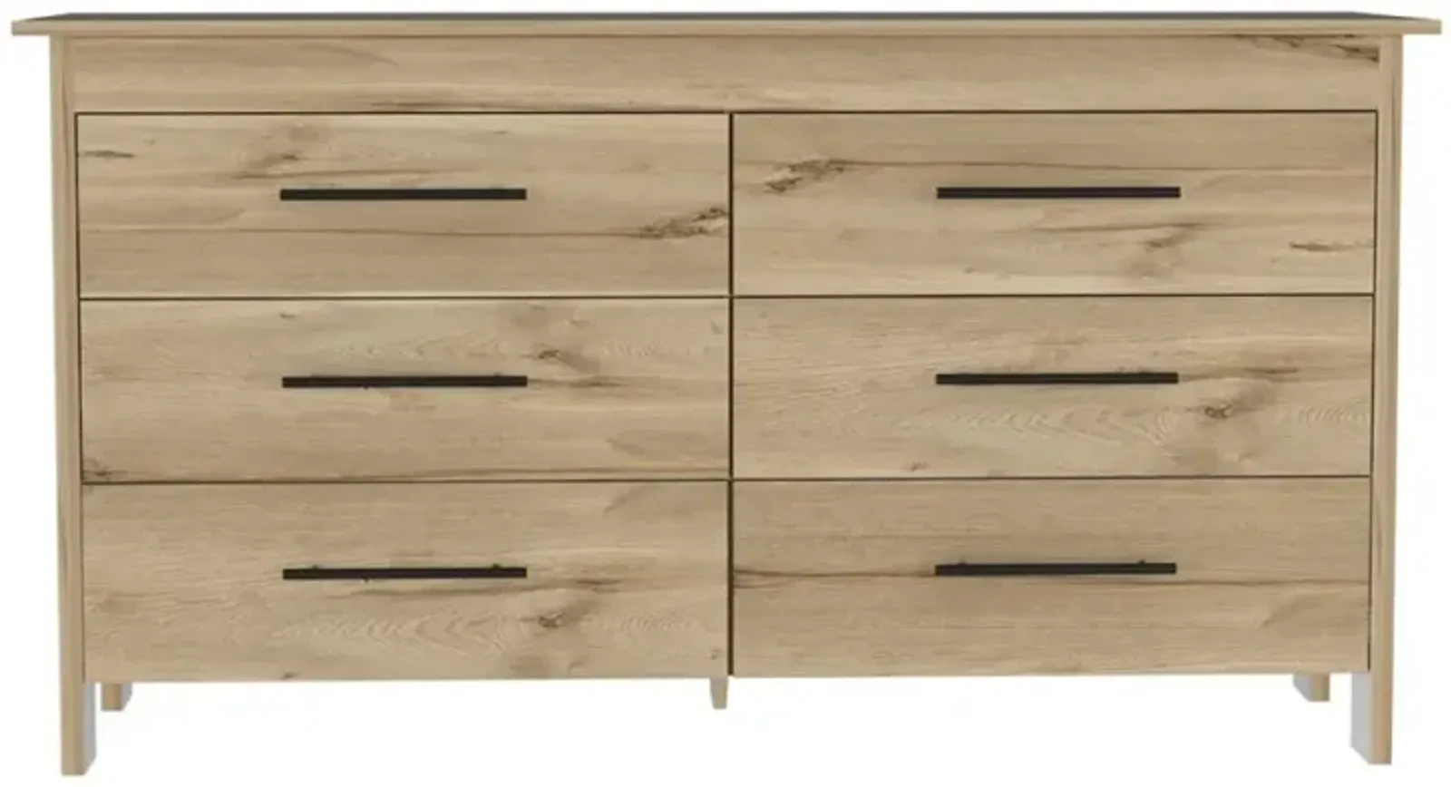 Southington 6-Drawer Rectangle Dresser Light Oak And White