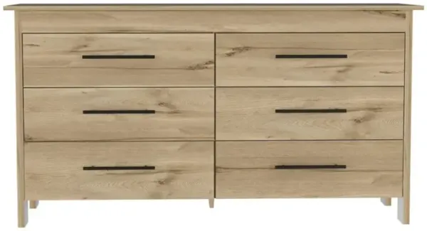 Southington 6-Drawer Rectangle Dresser Light Oak And White