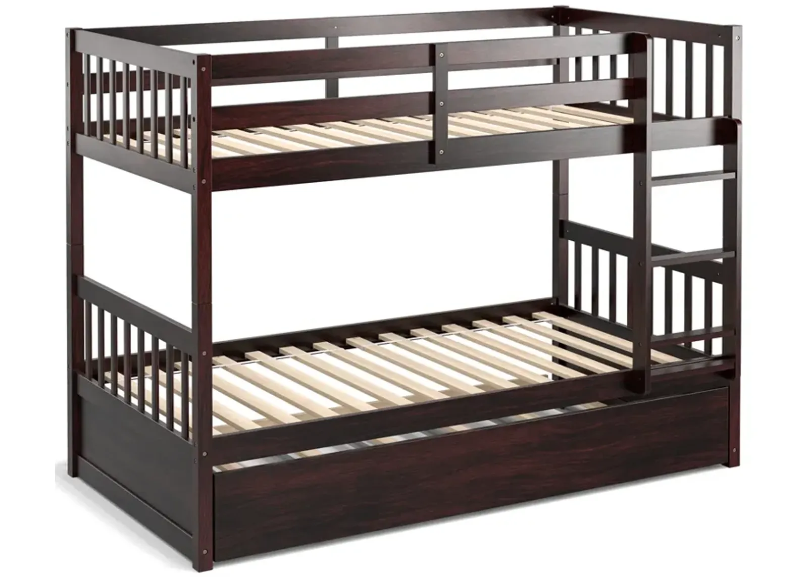 Twin Over Twin Bunk Bed with Pull-out Trundle and Ladder