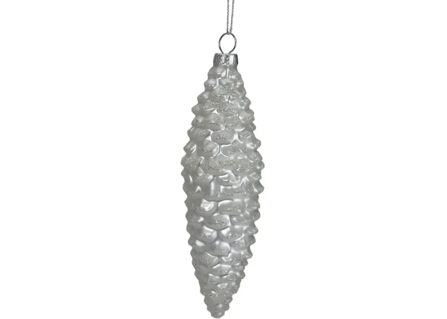 6" White Frosted Pine Cone Christmas Ornament