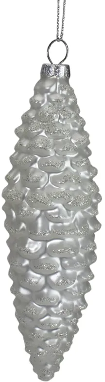 6" White Frosted Pine Cone Christmas Ornament