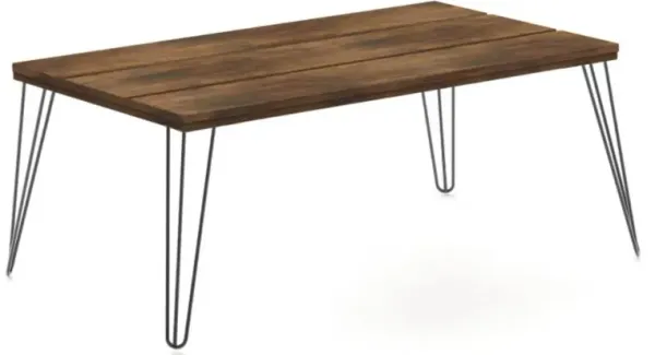 Hivvago Wooden Rectangular Coffee Table with Metal Legs